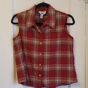 Tabolts Plaid Button Up Sleeveless Shirt